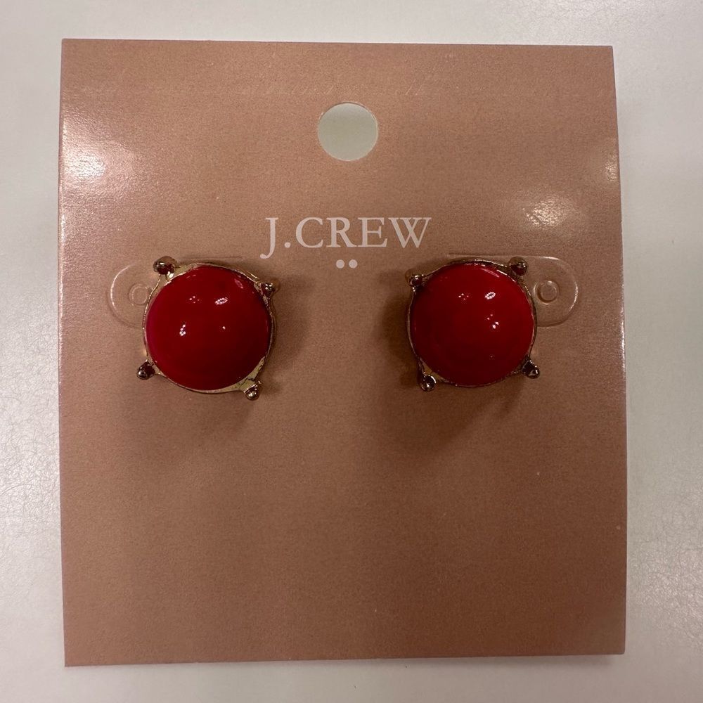 J. Crew Red Bubble Stud Earrings